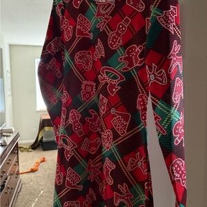 Festive Red and Green Plaid Long Sleeve Shirt